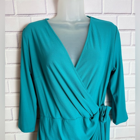 INC Elegant Teal Wrap Dress/size PM - Picture 6 of 10